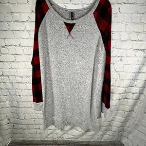 Glitzy Girl Grey/Buffalo Plaid Shirt